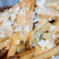 Queso Fries · Eat with a fork!