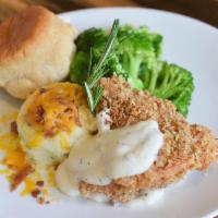 Chicken Fried Chicken · Fried all-natural chicken breast, bacon-cheddar mashed potatoes, broccoli, home-style biscui...