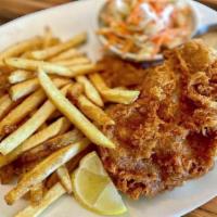 Fish & Chips · Wild caught cod dipped in our homemade chipotle beer batter & fried golden brown. Served wit...