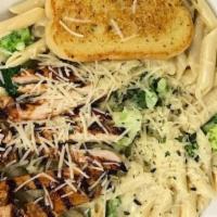 Allied Chicken Penne Pasta · A heaping bowl of penne pasta tossed in our creamy Alfredo sauce with fresh broccoli. Topped...