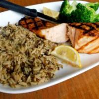 Grilled Salmon · Salmon grilled and seasoned to perfection, served with your choice of side. Try it blackened...