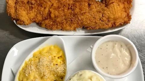 Hand Breaded Texas Sized Chicken Fried Chicken · Served with cream gravy and Texas toast. Served with your choice of sides.