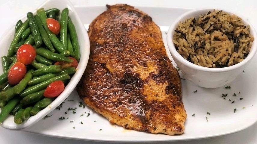 Blackened Chicken · Tender chicken grilled and seasoned to perfection. Served with a choice of side.