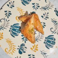 Baklava · Delicious house-made baklava. Contains gluten, tree nuts, and eggs. We cannot make substitut...