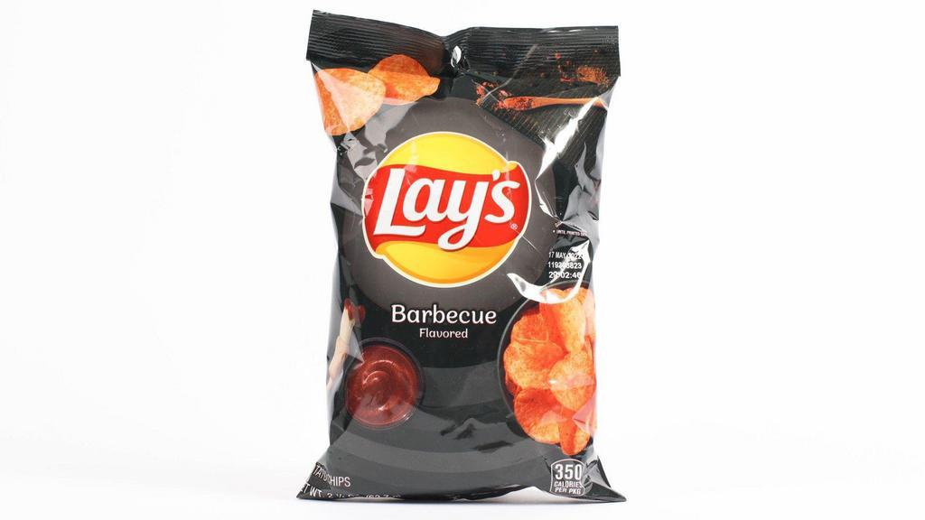 Lays Bbq · 2.25 oz. It all starts with farm-grown potatoes, cooked and seasoned to perfection. So every LAY'S potato chip is perfectly crispy and full of fresh potato taste. Happiness in Every Bite.