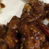 General Tso'S · Spicy. Your choice of protein is lightly battered and deep-fried, tossed with garlic, onions...