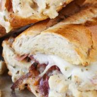 Chicken Cordon Bleu Sub · An oven-baked, 8-inch baguette with creamy white American cheese and alfredo sauce, with our...