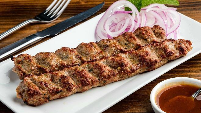 Beef Seekh Kabab · Charcoal-grilled skewers of minced beef marinated in fresh herbs.