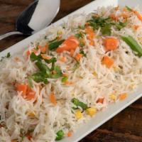 Mixed Vegetable Rice · Basmati rice prepared with mixed steamed vegetables.