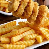 Chicken Nuggets With Fries · Bite-sized pieces of tender, all breast chicken seasoned to perfection, hand breaded, and se...