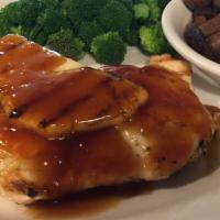 Teriyaki Chicken · Marinated chicken breast topped with our homemade teriyaki glaze and a grilled pineapple rin...