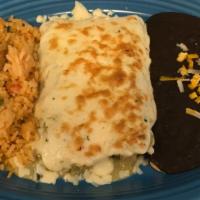 2 Enchilada Dinner · Choice of (2) beef, cheese or chicken. Served with black beans and mexican rice.