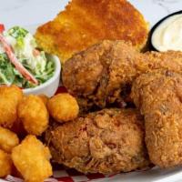Southern Fried Chicken (4 Piece) · Buttermilk battered chicken, coated with seasoned flour. Served with jalapeno cornbread and ...
