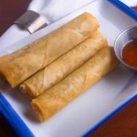 Crispy Roll (4 Pcs) · Wok-fried, seasoned chicken, mixed glass noodles, carrots and onions, served with sweet chil...
