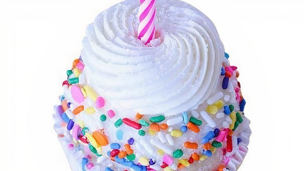 Birthday Surprise · A Gigi’s twist on a birthday cake batter cupcake frosted with scrumptious buttercream frosting and mixed sprinkles.