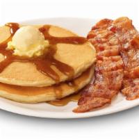 Hotcakes Meal (2) · Two hotcakes with syrup, your choice of one meat (three-pieces of bacon, sausage patty or br...