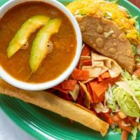 Tortilla Soup · A traditional favorite, with shredded chicken, tomatoes, avocados, Monterey Jack cheese and ...