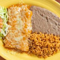Chipotle Enchiladas · Two chicken enchiladas covered with our chipotle cream sauce and Monterey Jack cheese. New!.