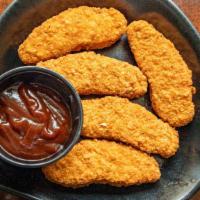 Vegan Chicken Tenders · With your choice of ranch, BBQ, or honey mustard dipping sauce (50 pieces).