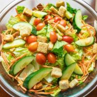Mixed Garden Salad · Mixed lettuce, tomato, cucumber, carrots, croutons and choice of dressing on side - balsamic...
