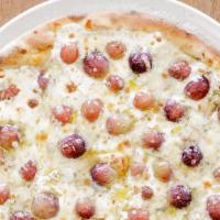 Barbeque Chicken Pizza · Smoked mozzarella, hickory-smoked BBQ sauce, red onions, seasoned tomatoes, cilantro & BBQ o...