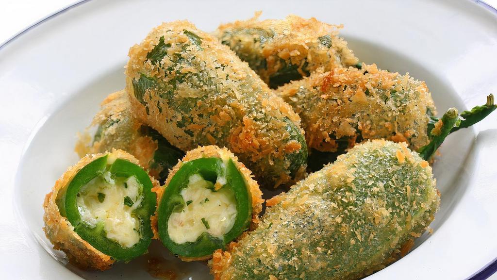 Fp'S Cream Cheese Stuffed Jalapenos (8 Pieces) · Jalapeños filled with cream cheese, breaded and deep fried, served with side of ranch.