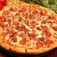 Ultimate All-Meat Pizza · Beef pepperoni italian sausage canadian bacon and premium cheese blend