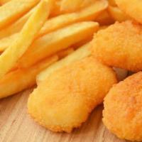 Chicken Nuggets With Fries · Tender & Delicious, bite size Chicken nuggets fried to a perfect crisp. Served with a side o...