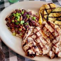 Grilled Chicken · Served with grilled veggies, beans and rice.