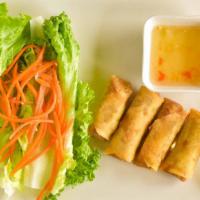 Vietnamese Fried Egg Roll · Homemade rice paper filled with minced pork and mushroom carrots and glass noodle fried to g...