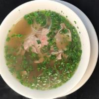 Rare Pho · Thin sliced filet eye of round steak with rice noodles and fresh herbs in homemade broth.