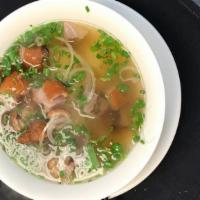 Roast Duck Pho · Roast duck with rice noodle and fresh herbs in homemade broth.