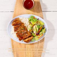 Chicken Teriyaki Plate · Grilled chicken with housemade teriyaki sauce, your choice of a base and mixed vegetables.