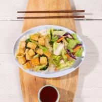 Tofu Veggie Plate · Tofu and mixed veggies with housemade teriyaki sauce, your choice of a base and mixed vegeta...