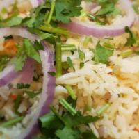 Biryani · Seasoned basmati rice, your choice of Vegetables  or paneer & veg., fine chopped green onion...