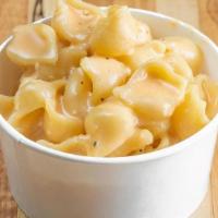Four Cheese Mac · Homemade pasta shells, Brisket Love four cheese sauce