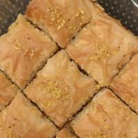 Baklava Box · 9 pieces of Baklava 
Ingredients:
Phyllo dough sheets-walnut-pistachio