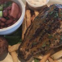 Shucks Famous Catfish · Fried, blackened or grilled catfish filet or strips. Served with cajun fries, shuck puppy an...