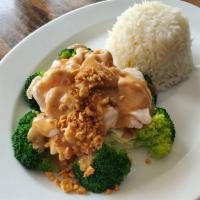 Thai Peanut · Carrot, cabbage, broccoli, peanut sauce, and your protein choice.