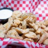 Fried Pickles · Fried pickle chips served with ranch.