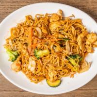 Yakisoba Noodles · Stir-fried noodles with veggies, and choice of beef or chicken.