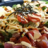 Spicy Tuna Don · Hot. Steamed rice bowl topped with tuna, red chili pepper paste with vinegar, spicy mayo, sp...