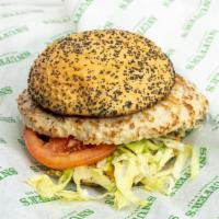 Turkey Burger · Turkey patty with mustard, pickles, red onions, lettuce and tomatoes.