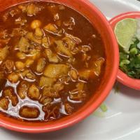 Menudo · Served every day! Traditional Mexican beef tripe soup containing hominy. Made with our speci...
