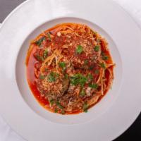 Spaghetti W/ Marinara · Choice of either Meatballs, Mushroom garlic , Italian sausage or Meat sauce