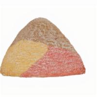 Tricolor Shortbread Cookie · A triangular butter cookie with three different flavors vanilla, strawberry and chocolate ba...