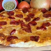 Pepperoni Pizza · Marinara sauce, spicy pepperoni and mozzarella cheese.
