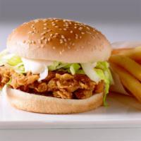 Regular Chicken Sandwich · Delicious sandwich made with Fried chicken, lettuce, pickles, tomatoes, and mayo, served on ...