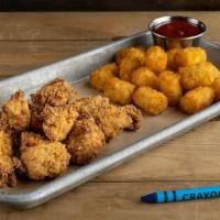 Chicken Fingers & Tots · crispy fried chicken pieces served with tots