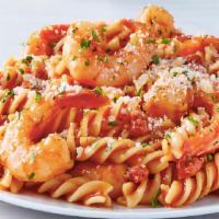 Shrimp Fusilli Arrabbiata · Fusilli with spicy tomato sauce and shrimp.